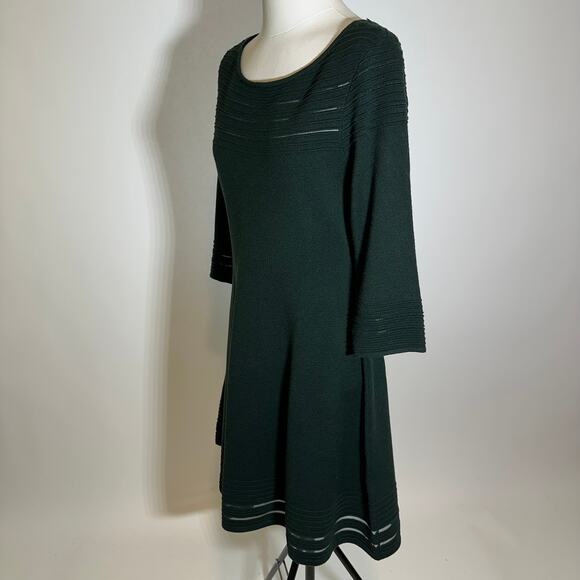 NWT JH Jessica Howard Green Mesh Striped Trim Sweater Dress Womens Size Large L - Picture 6 of 12